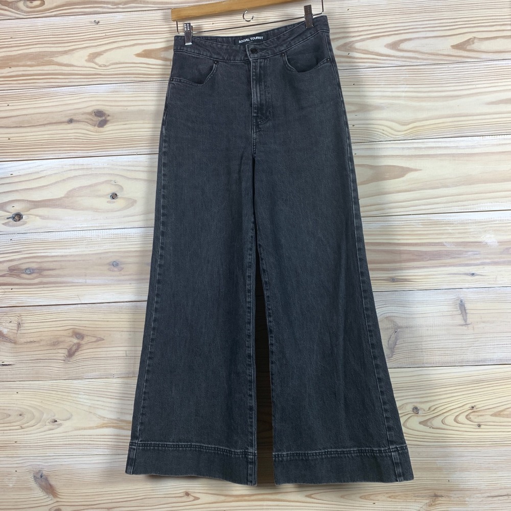 Social Tourist Jeans Women 6R W28 Black Wide Leg High Rise Denim